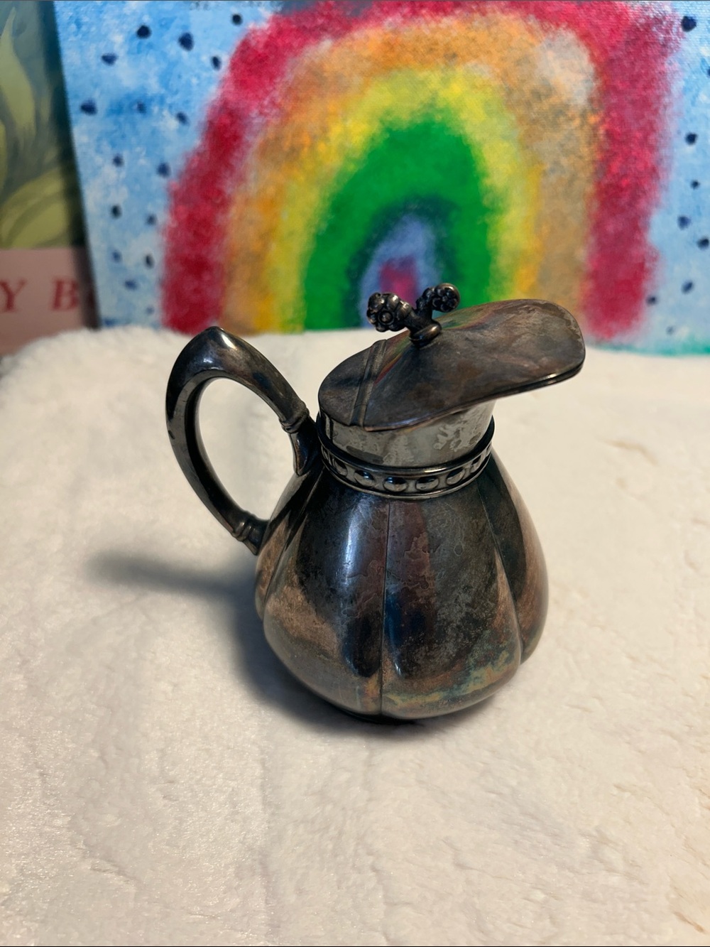 Antique Forbes Silver Co Lidded Creamer Pitcher Heavy Tarnish 2309